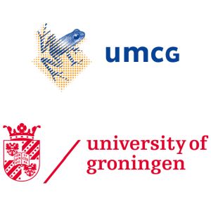 Gecombineerde logo's van UMCG en RUG